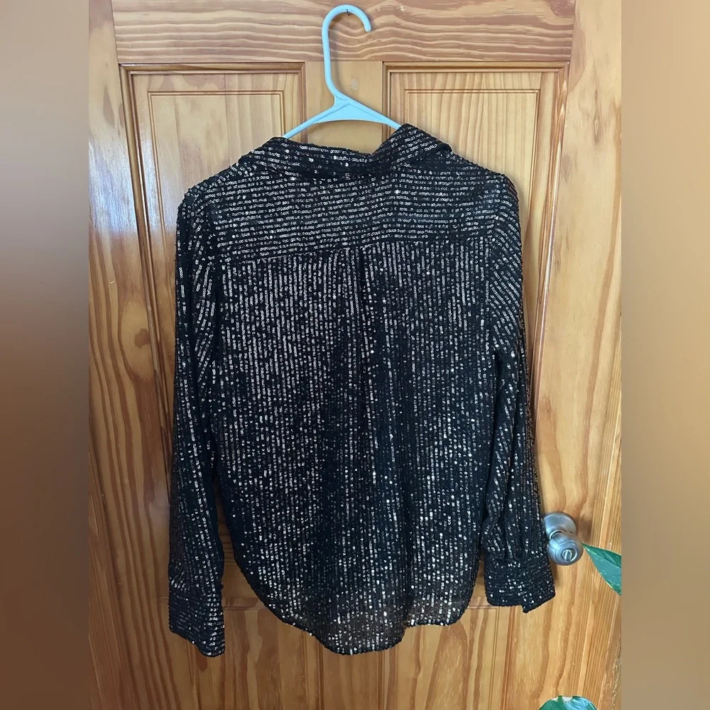 NWT Remie Black Sequin button down - Picture 9 of 9